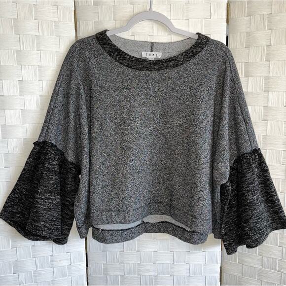 THML Women’s Bell Sleeve Sweater Size Small Metallic Sparkle Cropped Chic - Picture 11 of 14